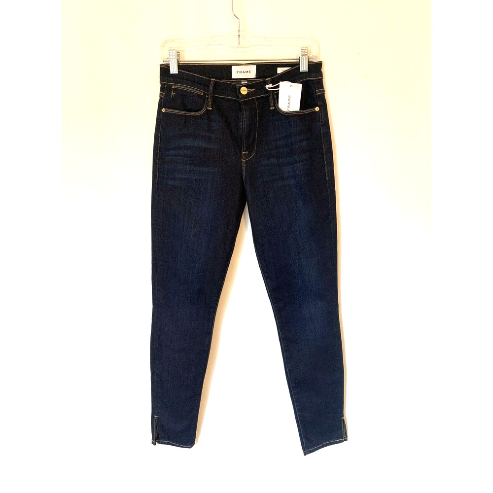 Frame Jeans 27 Womens Le High Skinny Dark Blue Stretch New